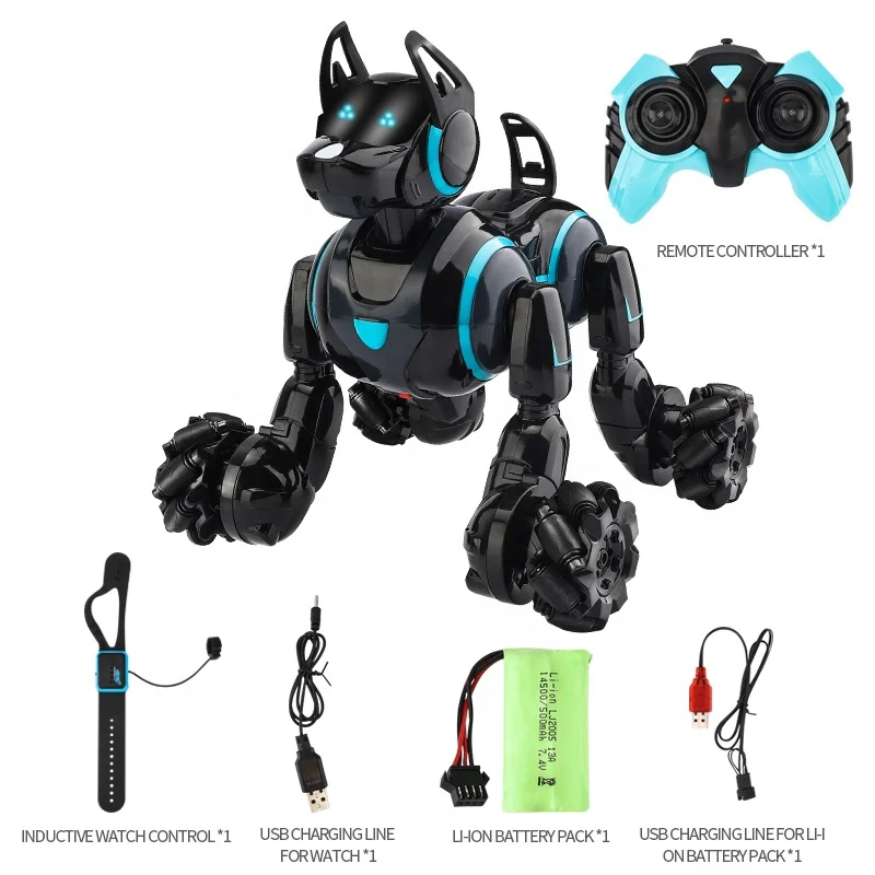 Kids 5CH Intelligent Robotic Electronic Watch and Gesture Control Stunt Rc Robot Dog Smart Toys for Sale