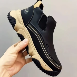 Zipper Closure Lightweight Running Shoes Men's Breathable Mesh Upper Box Comfortable Walking Driving Shoes Genuine Leather Upper