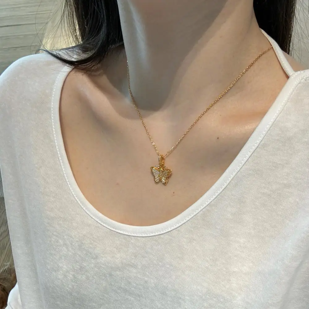 KAKODIY Women's Fashion Gold Plated Luxurious Elegant Fashion 925 Sterling Silver Pendant Butterfly Jewelry Necklace detail 5