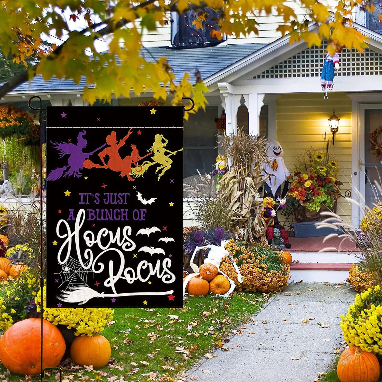 12x18in Double Sided Vertical Hocus Pocus Burlap Garden Flags For