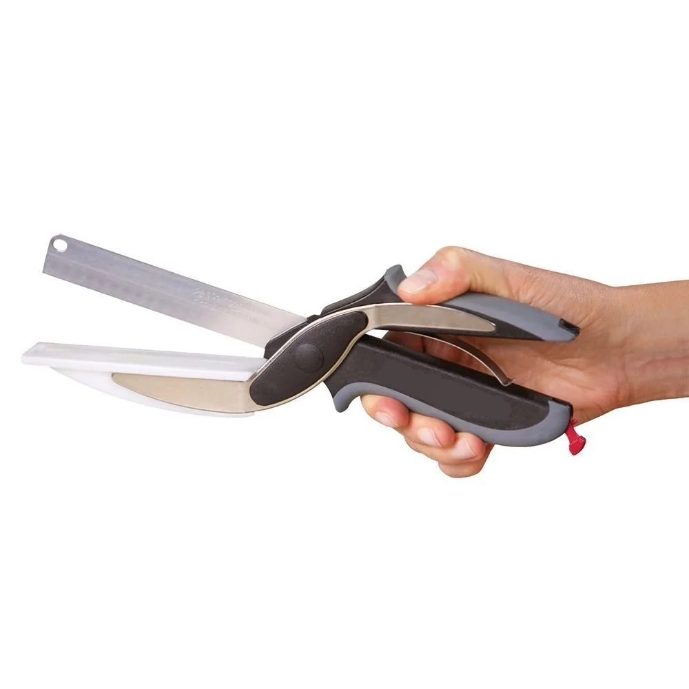 Two in One Kitchen Stainless Steel Scissor Vegetable 2 in 1 Scissors Multi Function Spring Scissor Food Knife