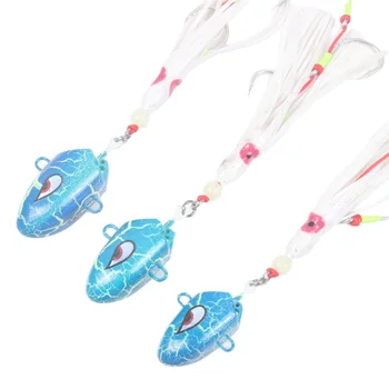 NEW 150g 200g 250g Luminous PVC Jig Squid Skirt Assist Hook Rig Jig Head Fishing Lure Jigging Rigs Ocean Boat Fishing Lake – Metal Jig – view 2