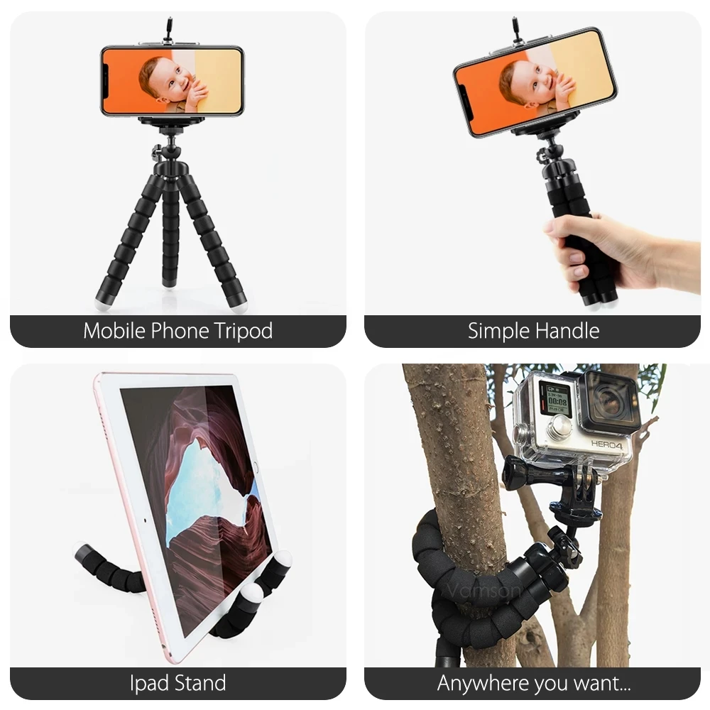 Flexible Sponge Octopus Mini Selfie Mobile Tripod Stand