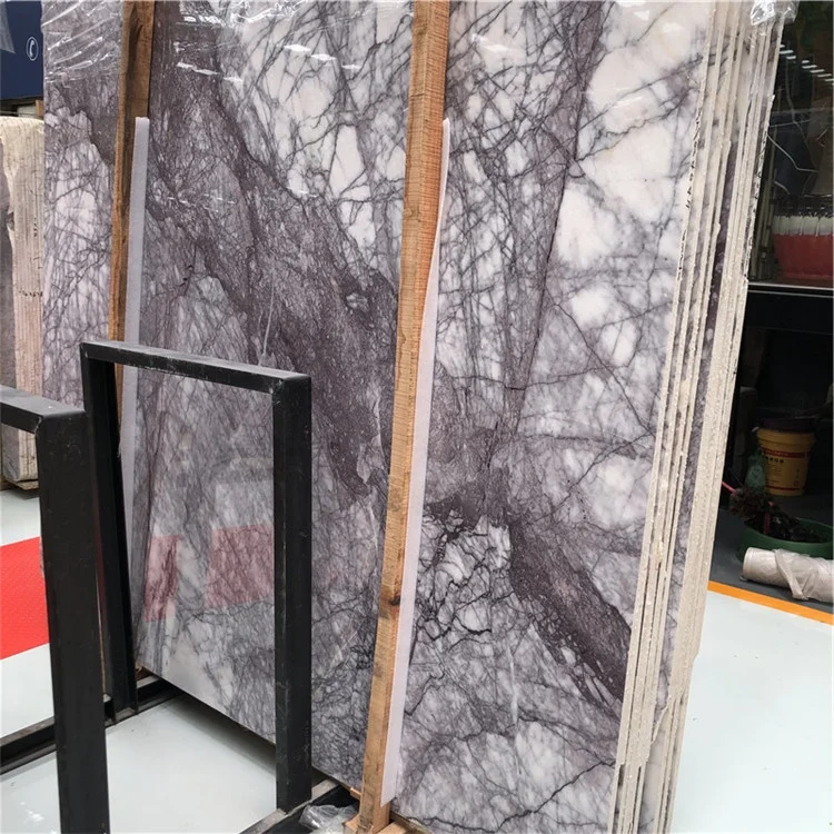 product popular design natural polished white lilac marble purple vein slab book match hotel wall background decoration-1
