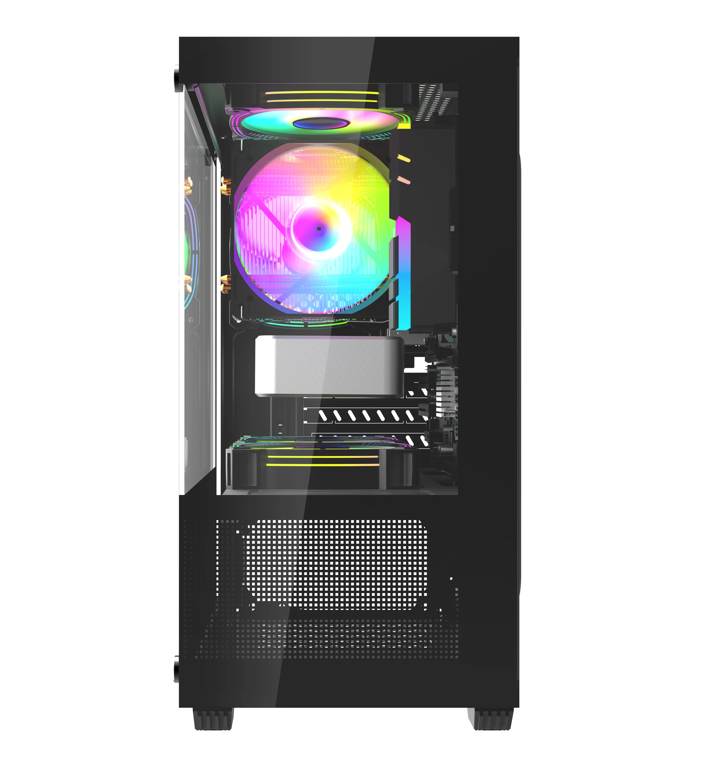 Atx Pc with Fan Colourful  Plexiglass Horizontal Cooled  Cpu Cabinet Dustproof Gaming Computer Pc case