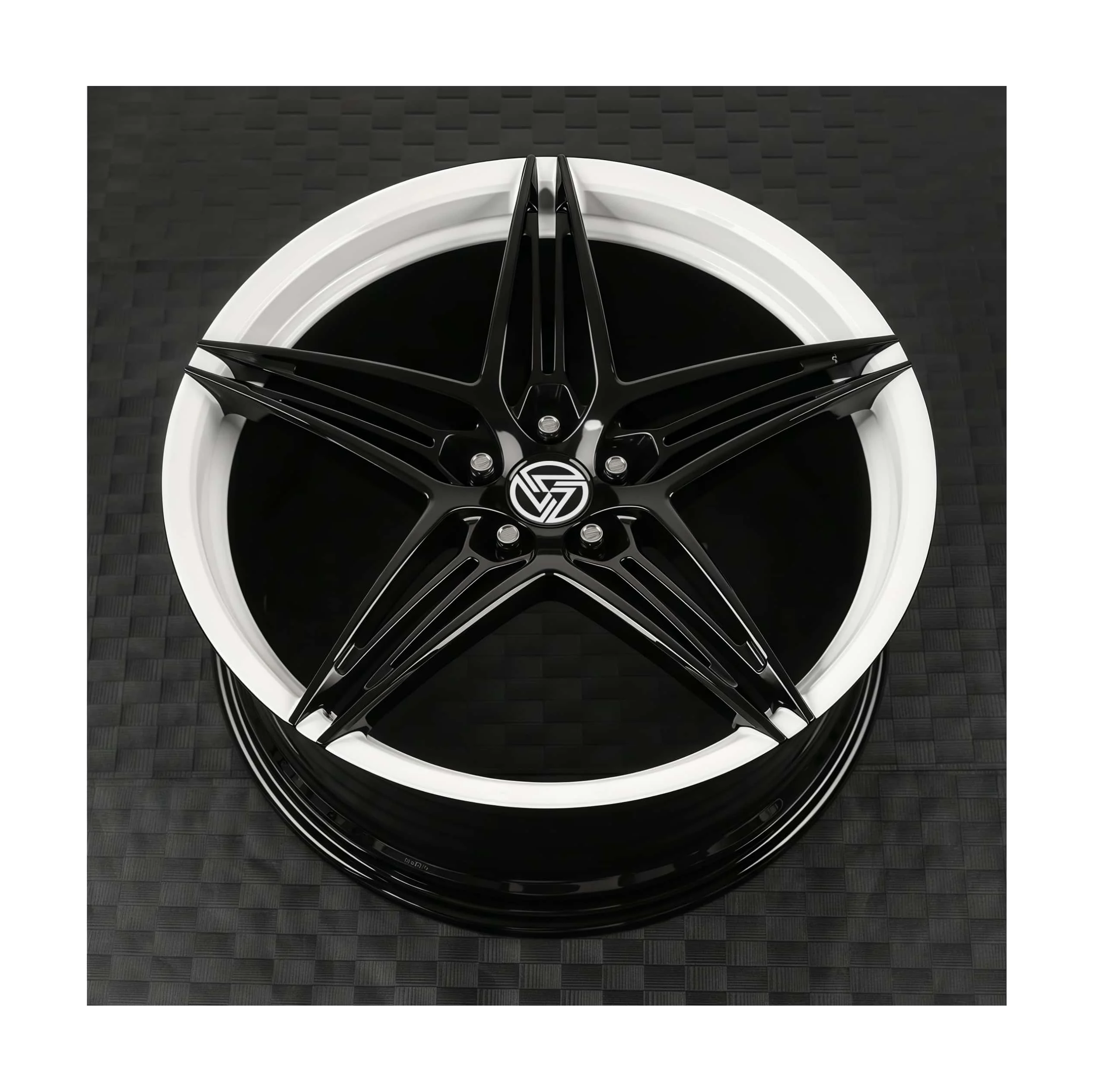 XL Custom Deep Concave 1 Piece 5*112/114.3/120 19-22Inch Forged Alloy Passenger Car Wheels Bright Black Over White for BMW Audi - Image 1