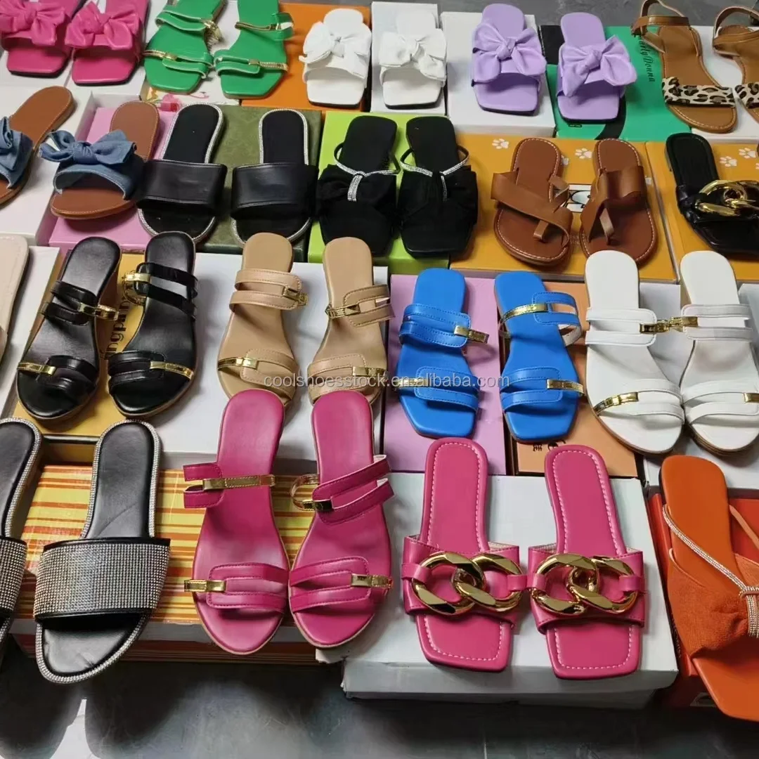 Cheap Women's Sandals Slippers Flat Open Toe Outdoor Slippers Women Fashion  Beach Sandale Mix Shoes
