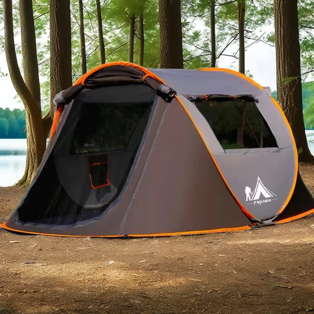 Camping Instant Tent, 2Person Pop Up Tent, Water Resistant Glamping Tent, Portable Tent with Carry Bag, for 3 Seasons