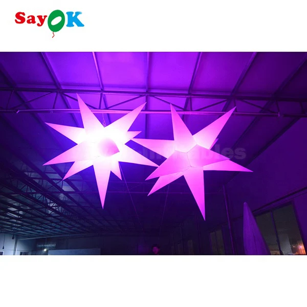 Best Selling LED Light Color Changing Inflatable Star Model Party Decoration Inflatable Hanging Led Stars for Night Club