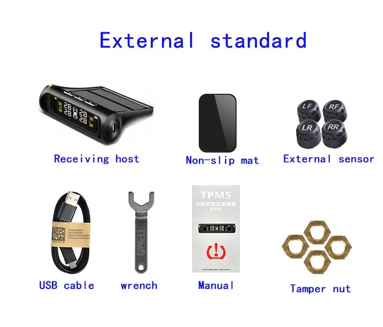 Solar Windshield TPMS Tire Pressure Monitoring System Car Wireless Tyre Pressure Alarm Internal Pressure Sensor
