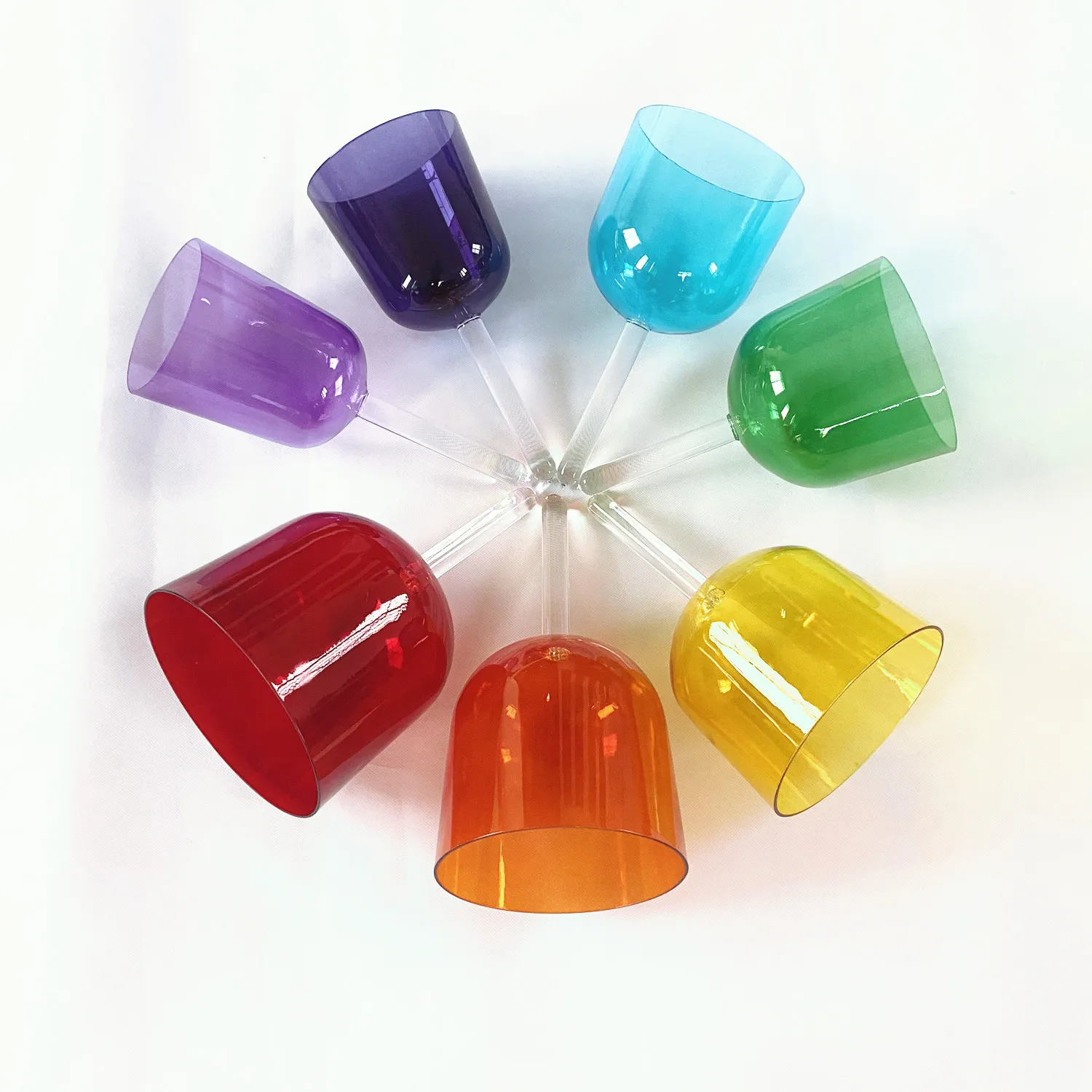 HF оптовая продажа чакр настраиваемая Хрустальная Поющая чаша набор звукоисцеляющая прозрачная цветная ручная с