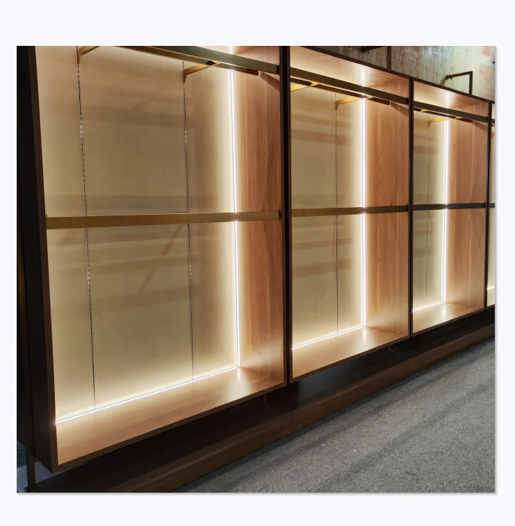 Men Clothes Store Racks Suit Display Cabinet Modern LED Menswear Shop Fitting and Decoration