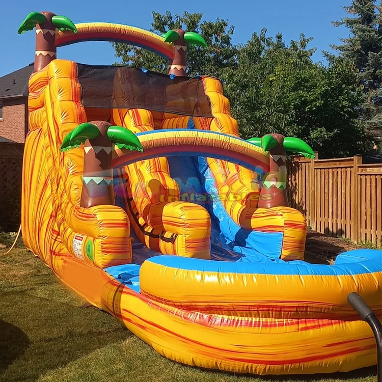 Commercial Palm Tree Inflatable Water Slide Bounce House Jumper Bouncy Kids Outdoor Kids Water Slide Inflatable with Pool Sale
