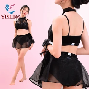 2026 Women's Eco-friendly Recyclable Fabric Bandeau 2-Piece Set Training Dance Wear Solid High Quality Raylon Pole Dance Wear