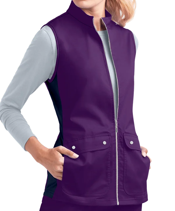 New Design Scrub Uniform Stretch Active Knit Panel Scrub Vest Medical Work Wear