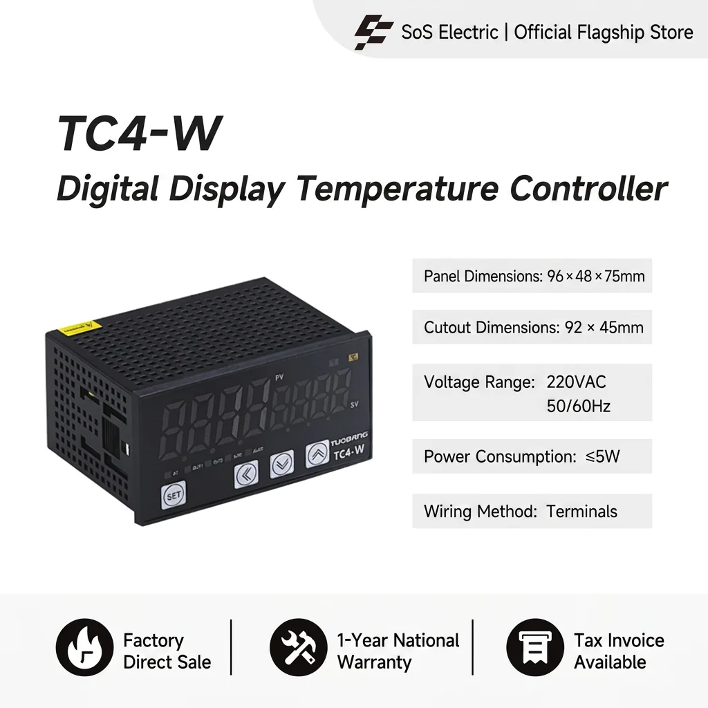 Digital Temperature Controller TC4W PID Thermostat Dual Display PV SV Relay/SSR Output Heating Cooling Temperature Regulator