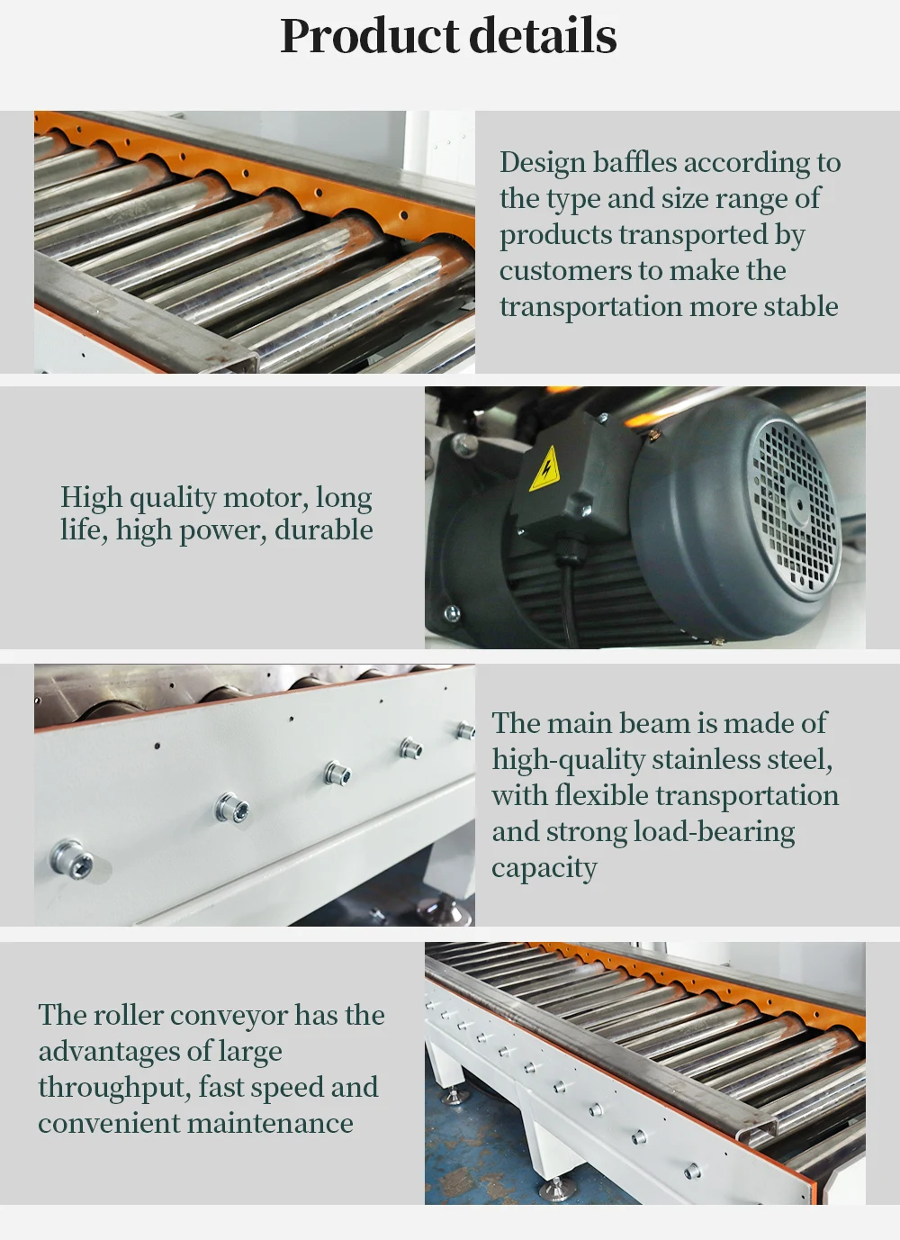 Stainless Steel Conveyor System Roller Heat Resistant with Motor Bearing Customized Size for Manufacturing Plant manufacture