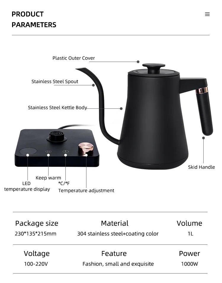 Electric Kettle,Gooseneck Coffee Pot,Insulated Electric Kettle,Quick