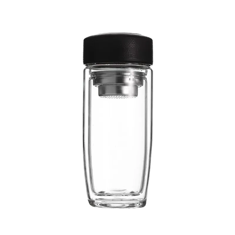 Custom High Borosilicate Double Layer Glass Water Cup with Stainless Steel Lid for Boiling Water for Drinking Water Bottles