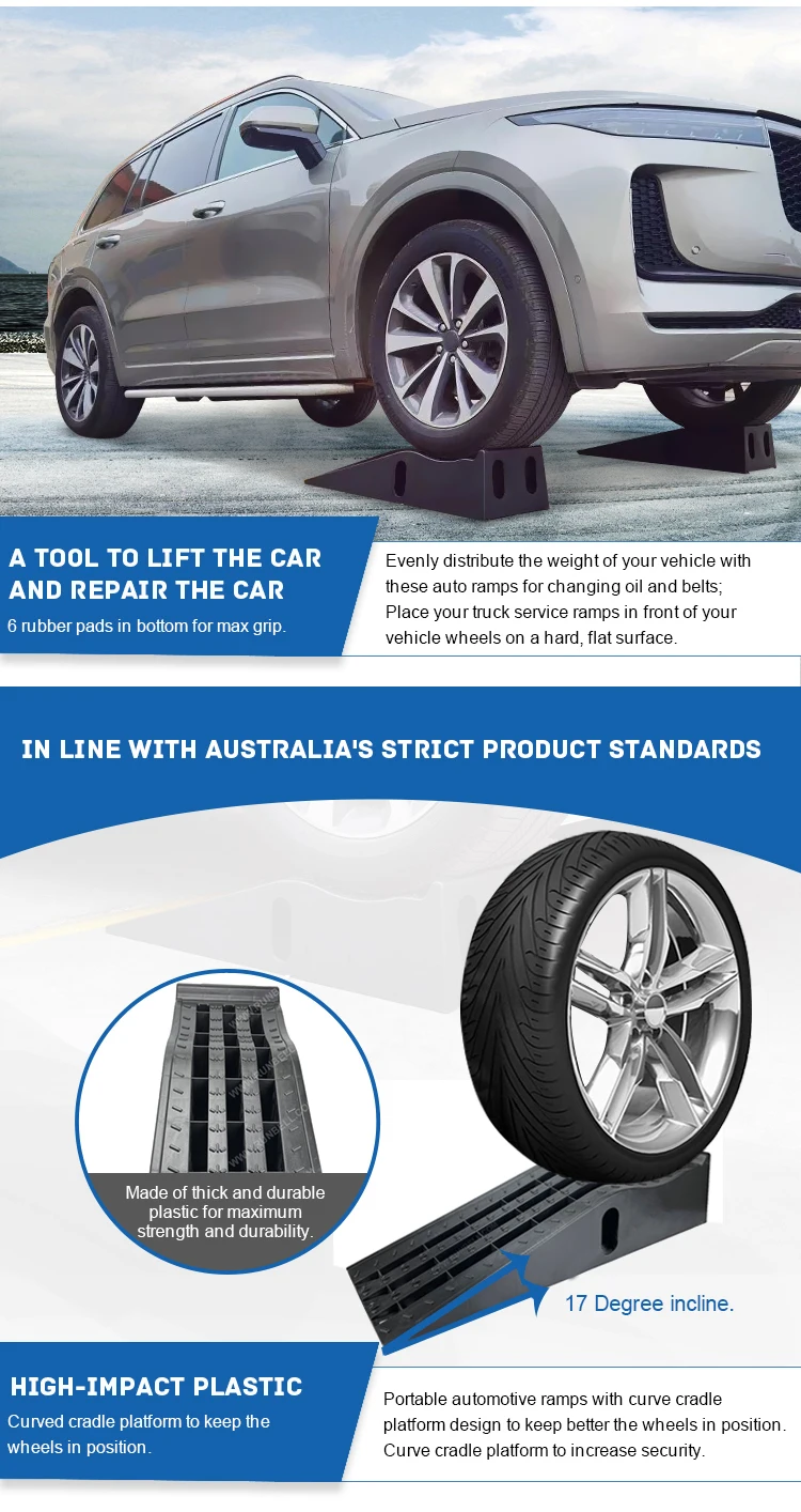 Curved Design Car Ramp Heavy Duty Garage Adjustable Auto Vehicle Tall