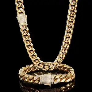 Best Quality 10mm Stainless Steel 14k 18k Gold Plated Cuban Link Chain Fashion Jewelry Necklaces