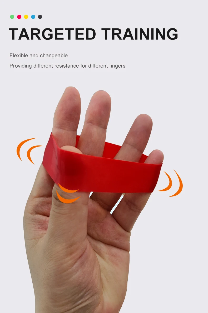Custom Logo Exercise Fitness Natural Latex Set of 5 Mini Strength Exercise Resistance Fingers Bands