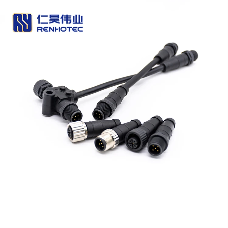 Custom 2 3 4 5 6 8 12 17 Pin Male Female IP67 Waterproof M8 M12 Series Circular Coaxial Connector Solder PCB Mount for Cable