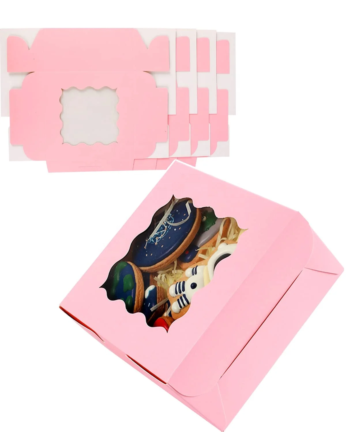 xjh-6x6x3in-pink-weeding-cake-paper-box-pink-donut-box-with-window-tall