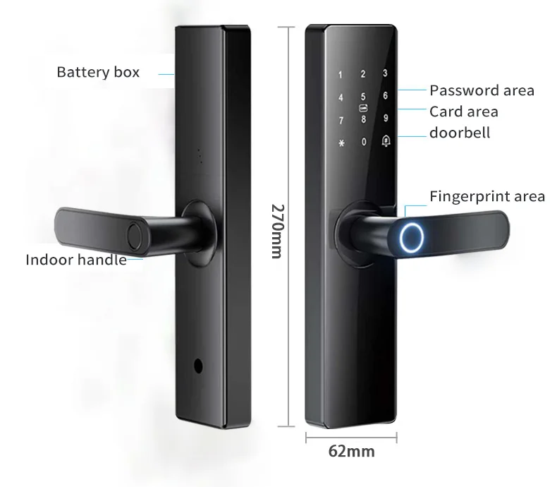 Glomarket Tuya TTlock Fingerprint Digital Password Apartment Home Room Cerraduras Inteligentes Security Smart Wooden Door Lock
