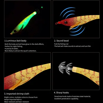 CHEERY Floating ABS Luminous Squid Jig Lure Midwater Baits Sea Fishing Saltwater Fish Target Species Shrimp Jigging Octopus – Metal Jig – view 3