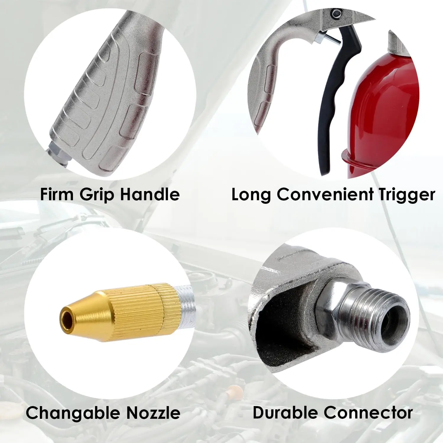 thumbnail image 2 of Allendo Pneumatic Engine Cleaning Gun - High Pressure Air Blower & Sprayer For Degreasing, Comes With 4 Ft Hose 2 of 10