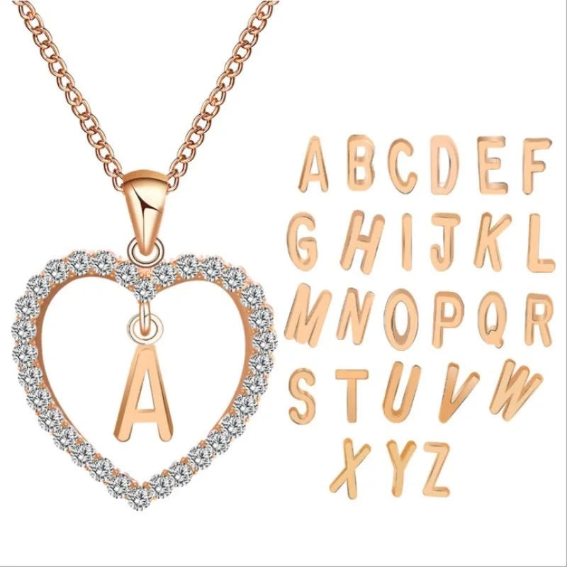 Romantic Gold Color Love Heart Crystal 