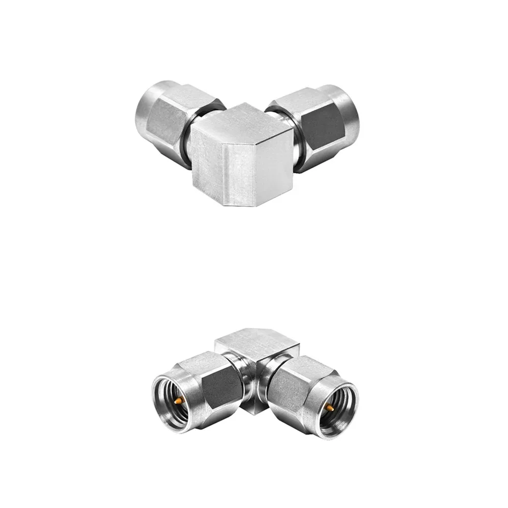 18G Factory Supply SMA Male to SMA Male Right Angle 90 Degree L Shape Elbow RF Stainless Steel Coaxial  Adapter