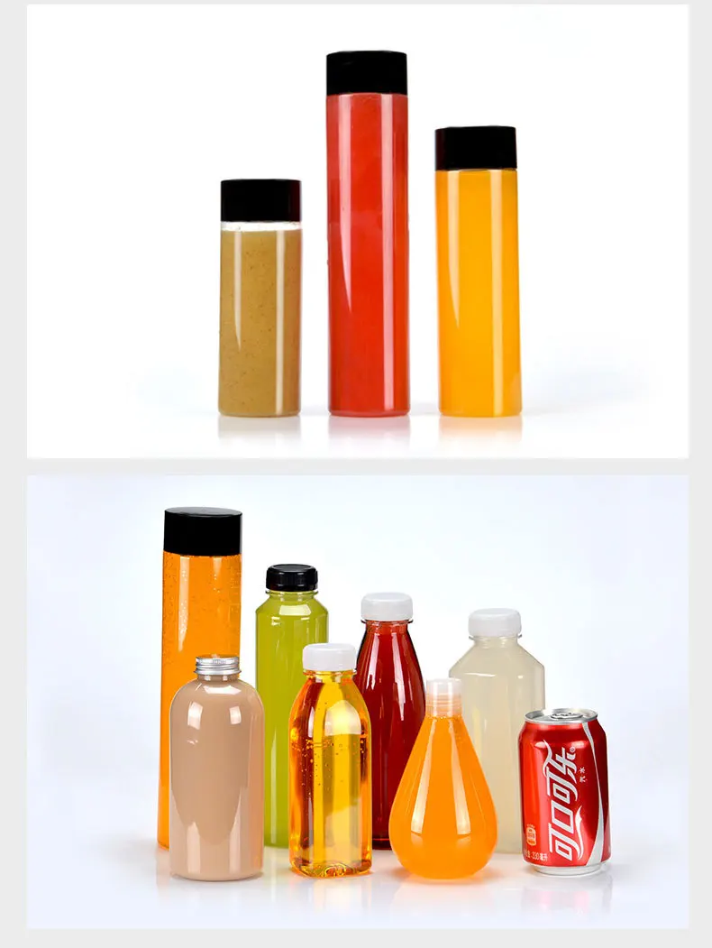 XYA 300ml 400ml 500ml Disposable milk tea cup PET plastic cold drink juice bottle with black lid factory