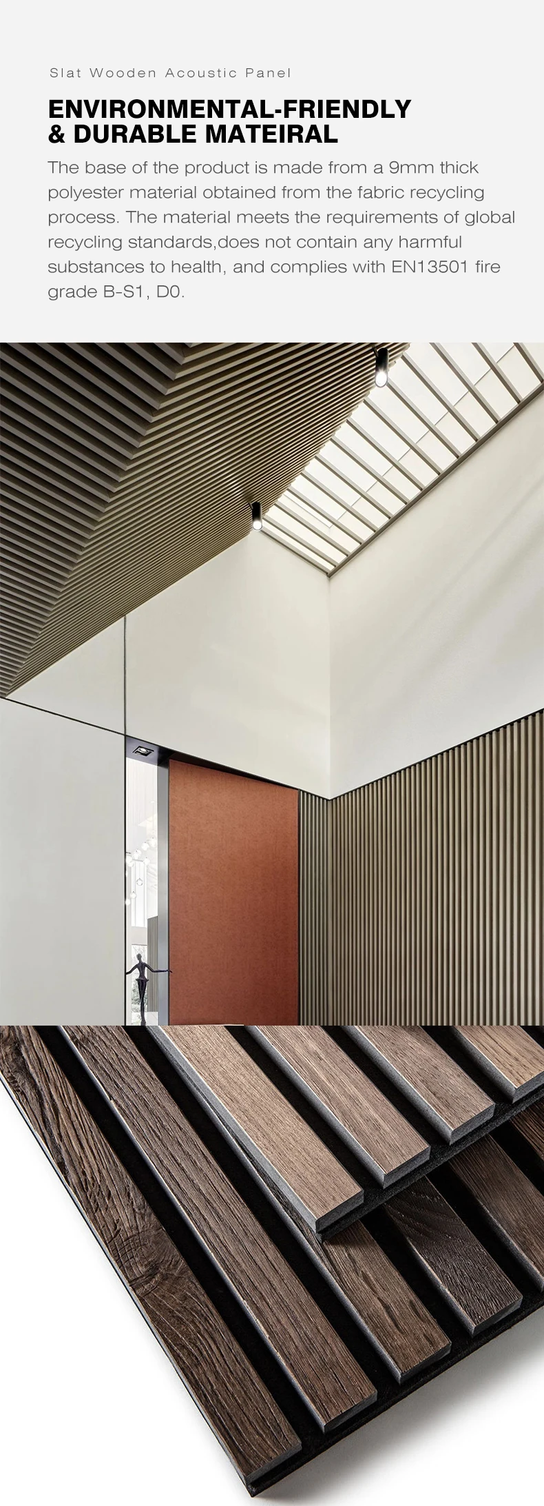 Customize Natural wood sound insulation Acoustic Wood Wall Panel slatted acoustic panels details