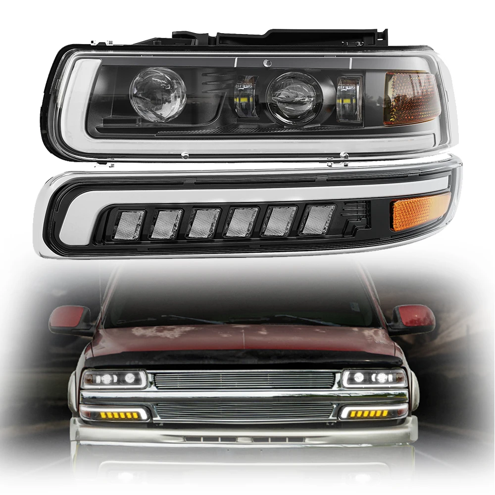 Chevy Silverado / Suburban LED Headlamps DRL + Turn Signals Projector Headlights And Quarters