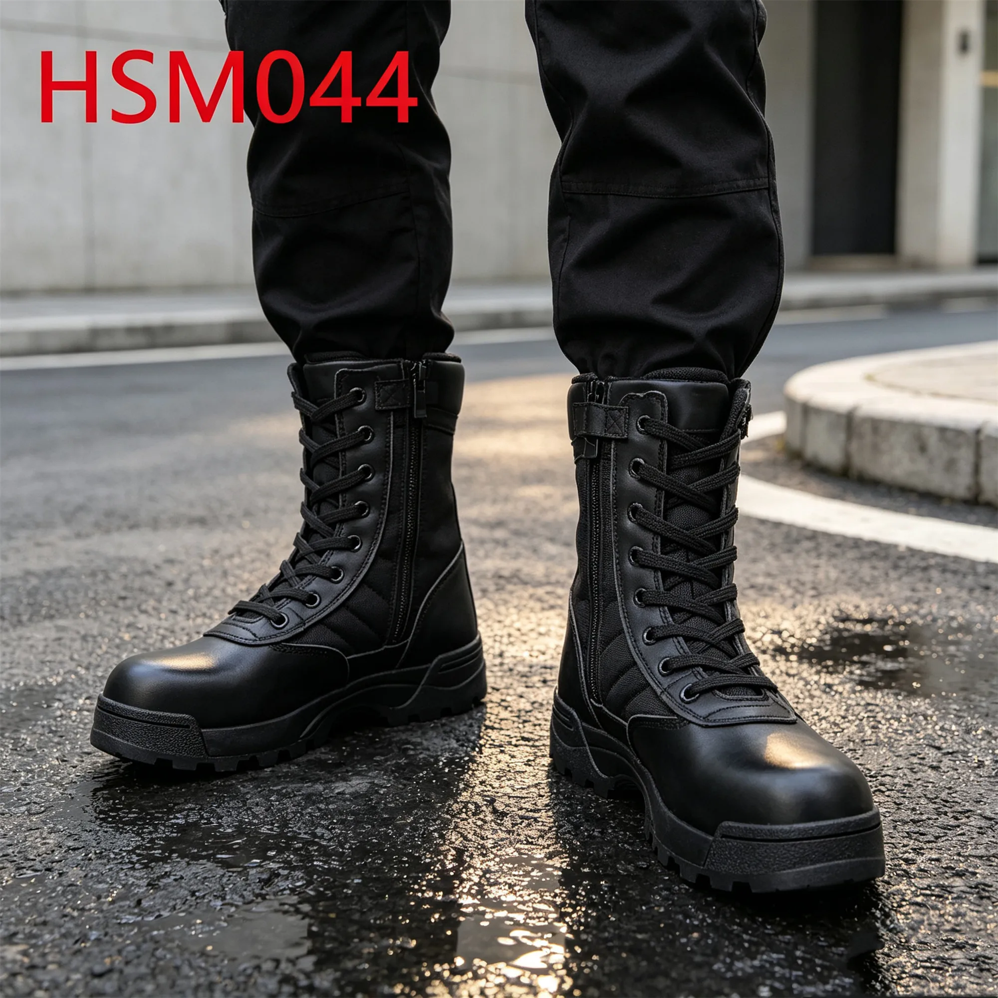 XYM,outdoor Adventures Firm Stitching Outsole 6'' Tactical Boots Factory Output 4.25$ Marching Boots with Zip&velcro HSM044