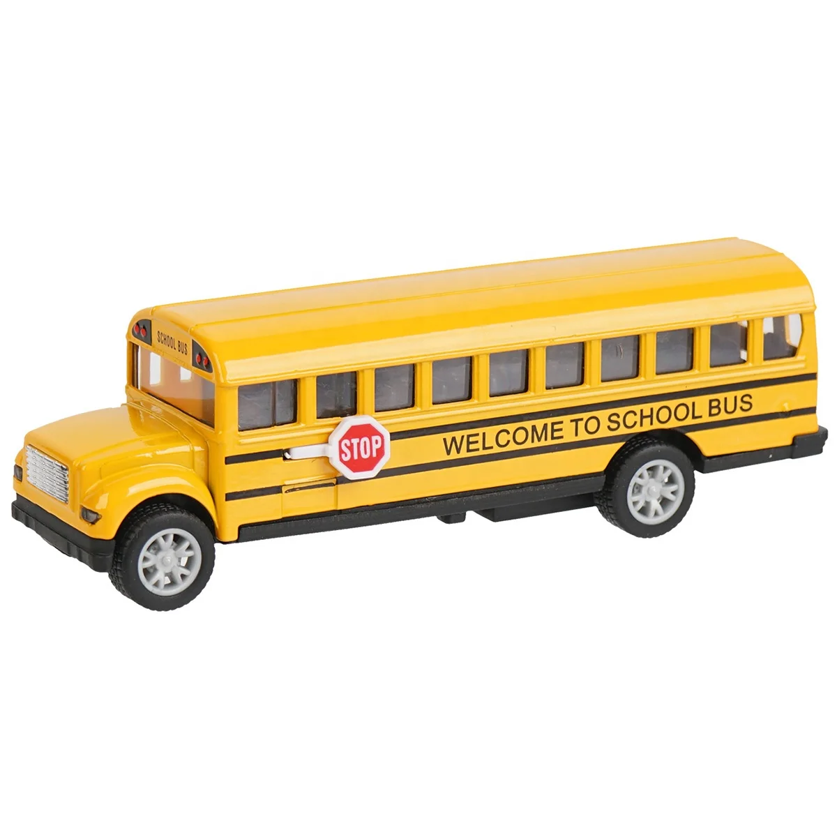 Scuola Giallo Bus in Metallo Diecast Pull Back Unità 6" Bambini Divertente Giocattolo Regalo azione auto 