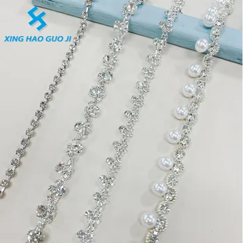 Spot high-grade white glass Rhinestone chain dress neckline decoration accessories