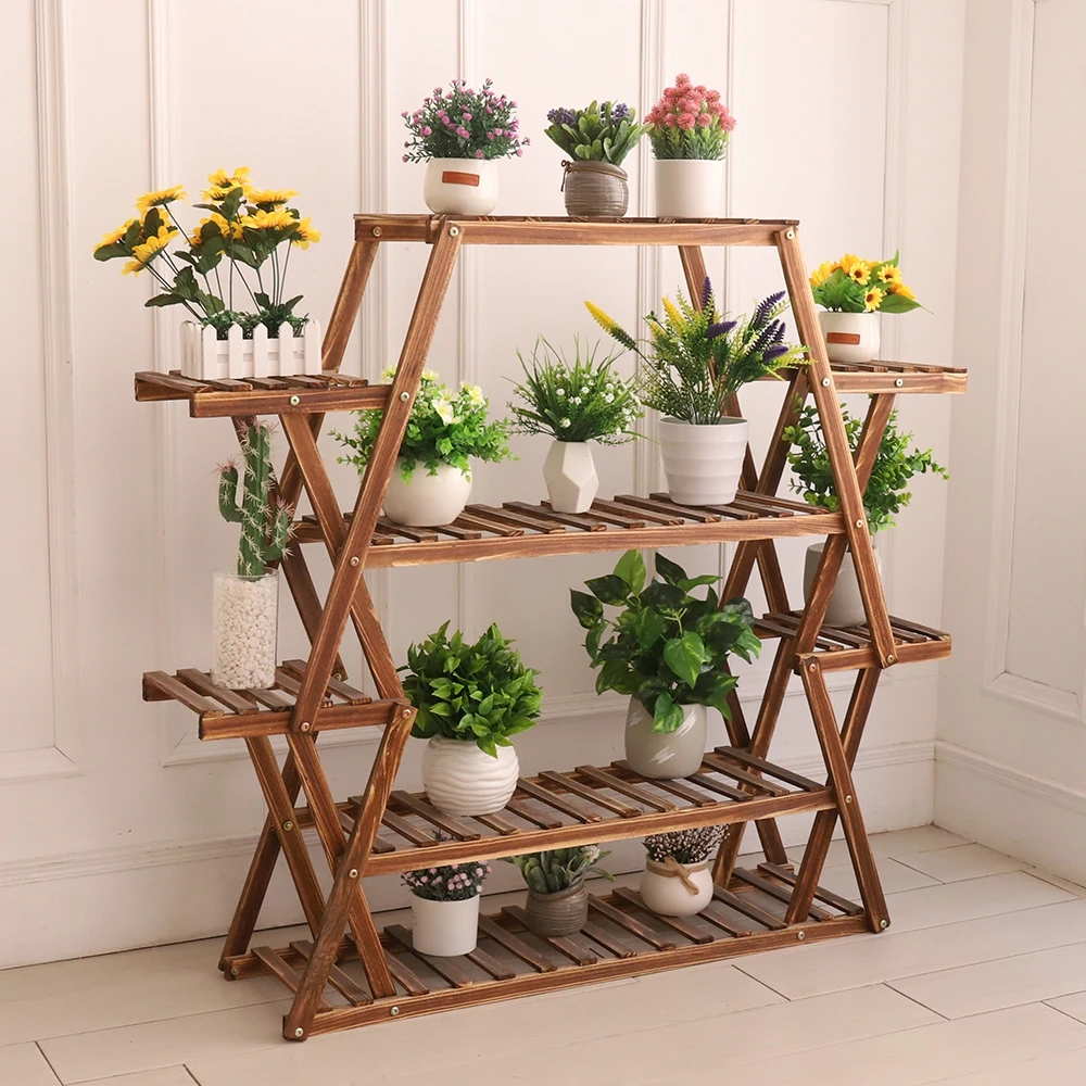 Multi Tier Wood Plant Stands - Perfect for Indoor & Outdoor