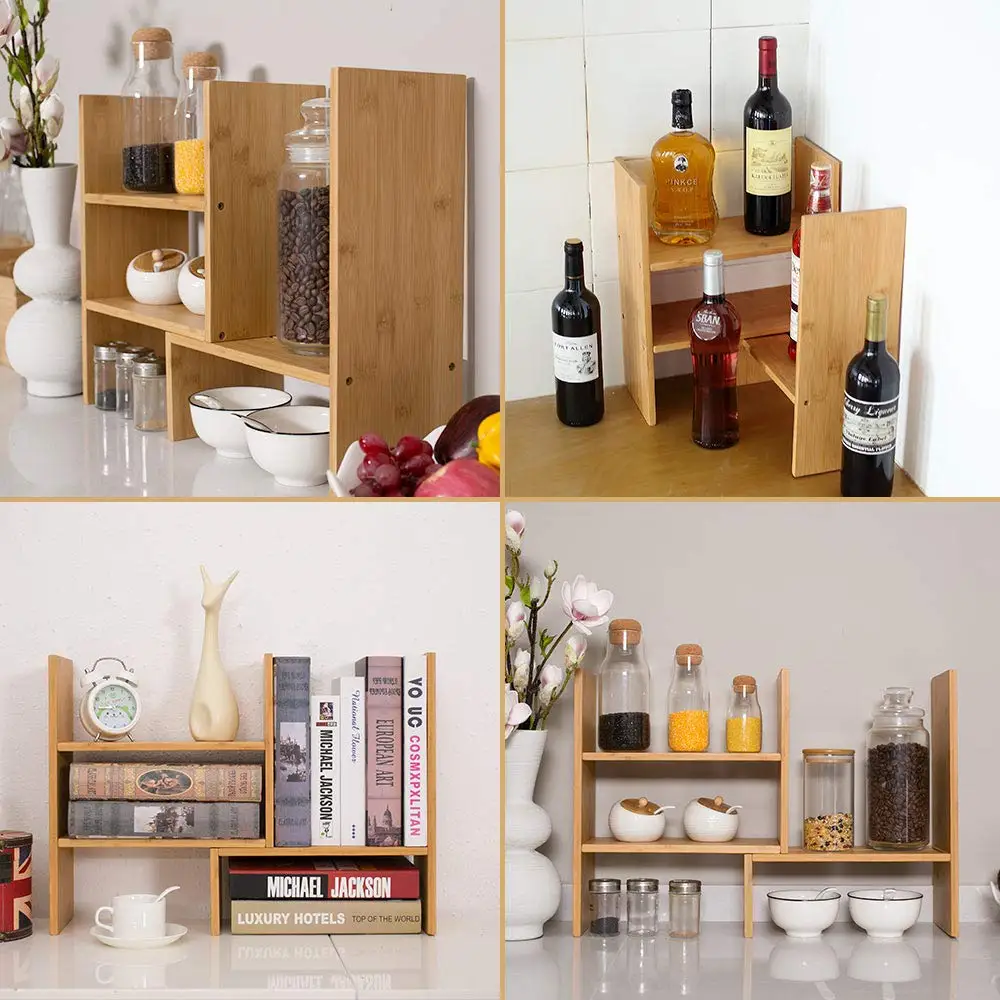 Натуральный бамбук книга стенд полка прочный Настольный книжный шкаф