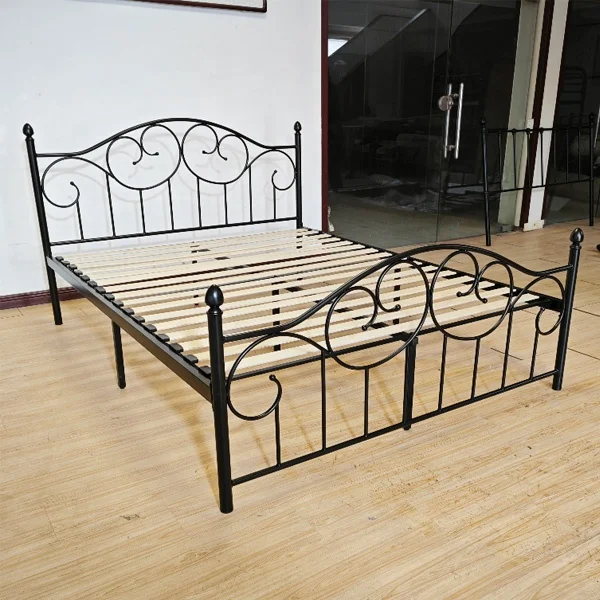 Bedroom  Wholesale Powder Coated  Metal Stainless Steel  Tube Cheap Price Single Double Queen king Size Wrought Iron Bed Designs