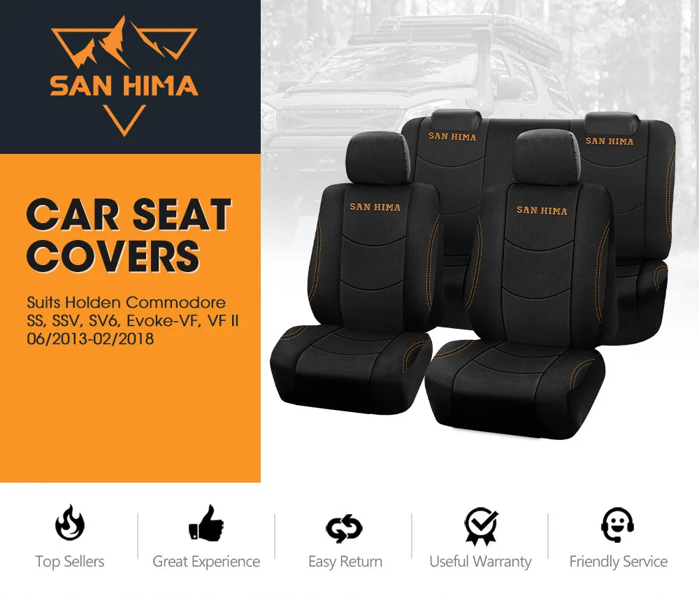 San Hima Full Set Double Cab Black Car Seat Covers For Holden Commodore