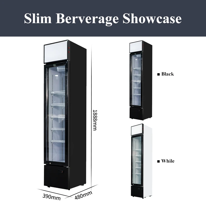 Single Door Refrigerator Beverage Chiller Glass Door Drink Cooler 145l Commercial Showcases