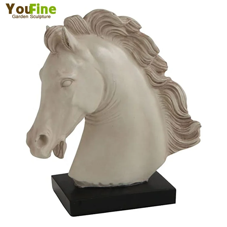 escultura em mármore maciço de cabeça de cavalo inspirada em peças de xadrez  – indonésia - 0,40m (a)