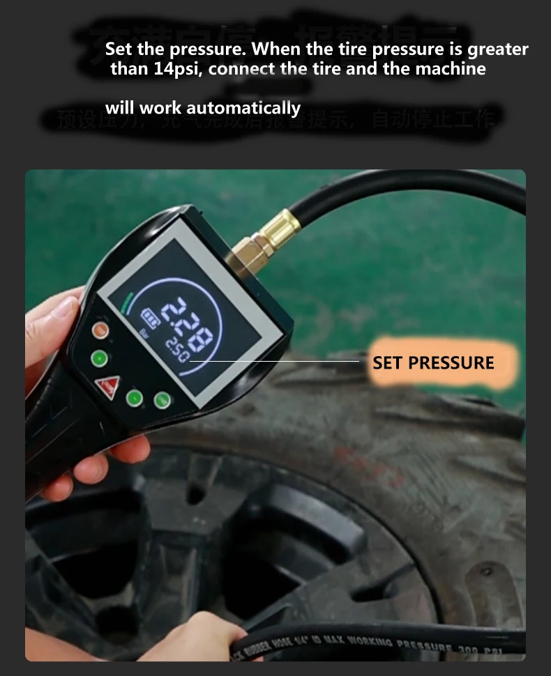 Handheld Tyre Air Inflator Pre-set Pressure Fully Automatic Tire ...