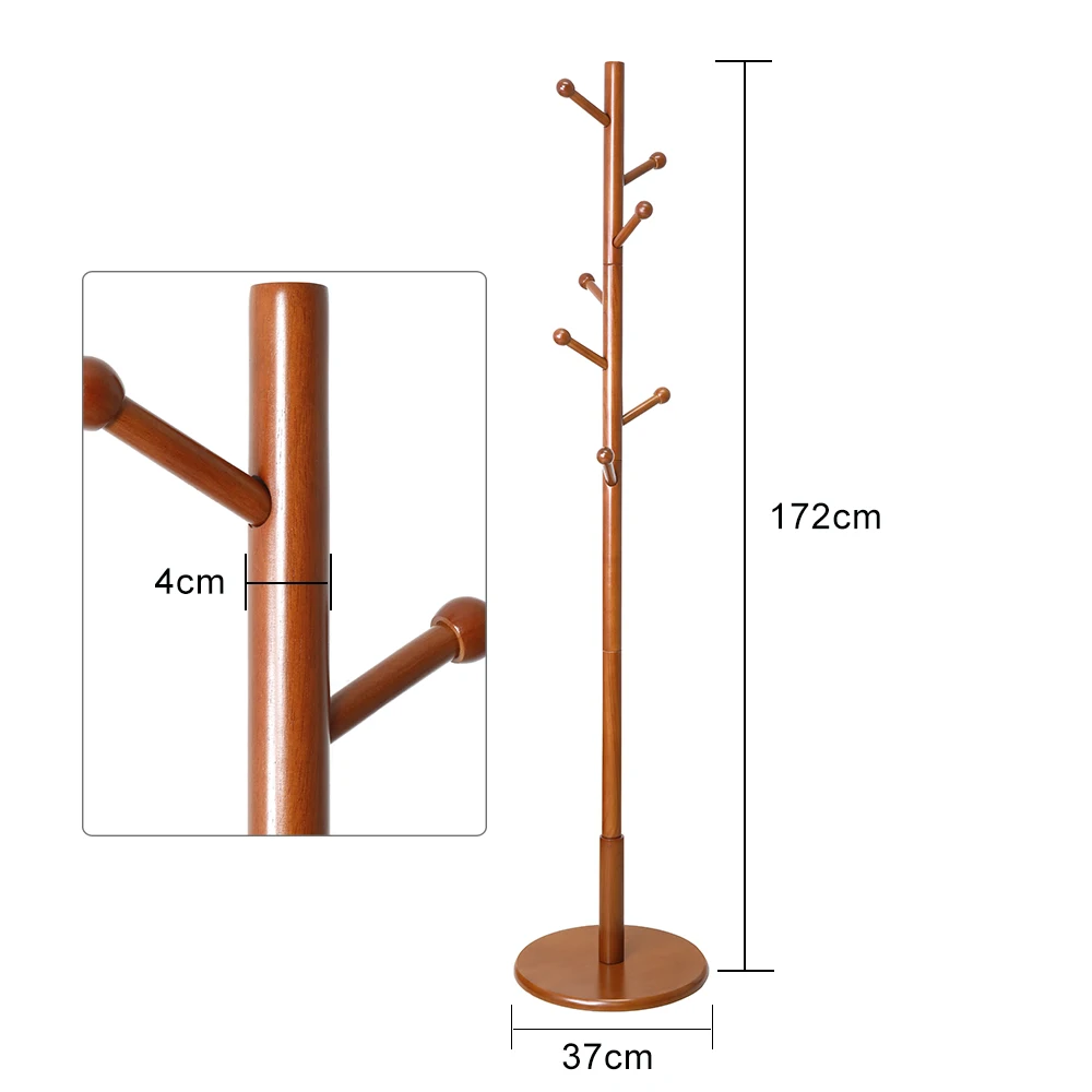 Lindon Wooden Coat Hanger Stand Clothes Tree Rack For Clothes Hat Bag