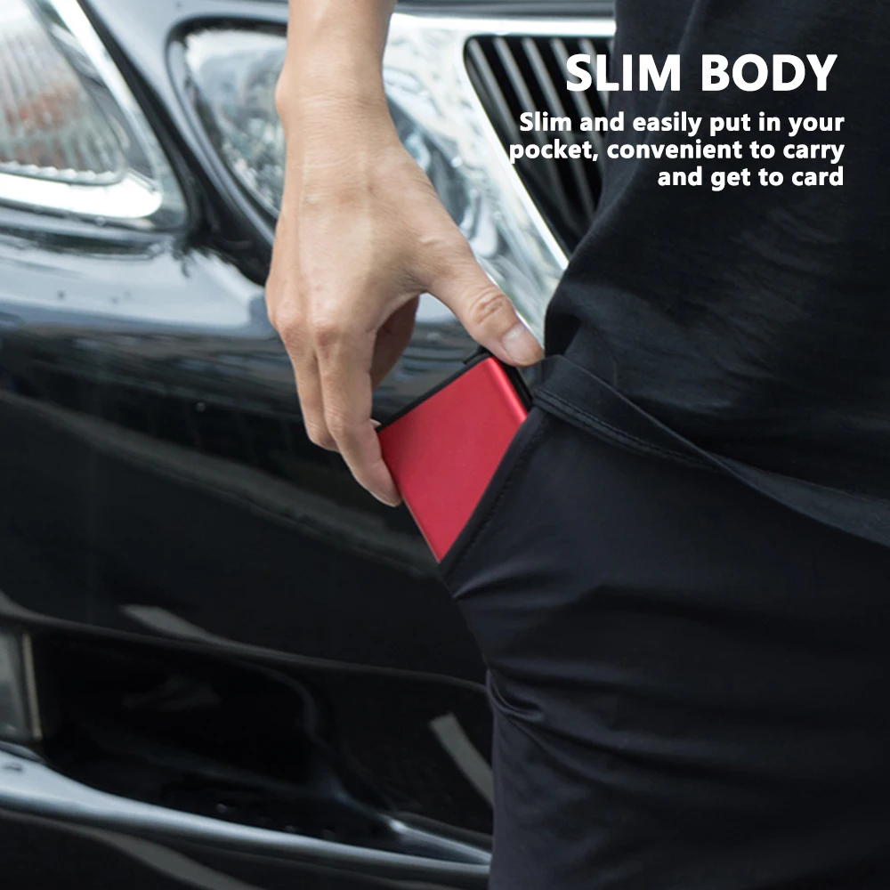 Casekey New Design Minimalist Large Storage Popup Wallet RFID Protective Credit Smart Card Holder With Money Clip Inside