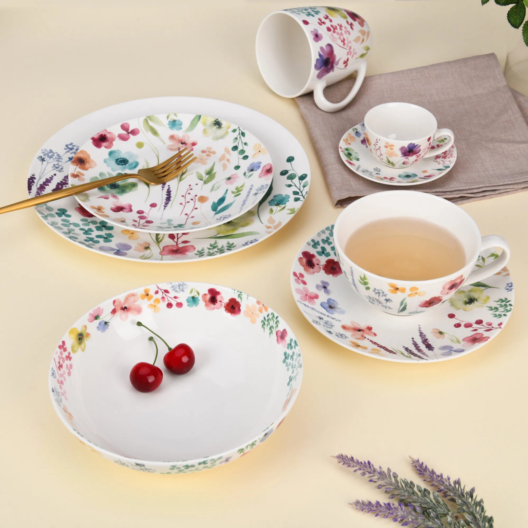 Dinner Set Plate Ceramic Porcelain Floral Design Luxury Cheap Wholesale