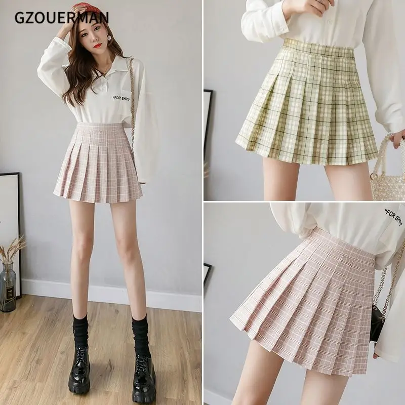 Summer Women Skirts 2025 New Korean High Waist Plaid Mini Skirt Women School Girls Sexy Cute Pleated Skirt With Zipper